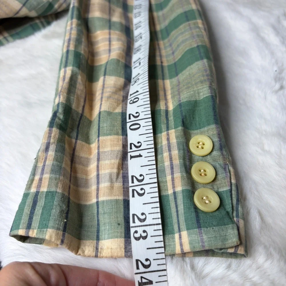 Vintage Gordon of Philadelphia Plaid Blazer Green Tan 3 Button Sport Coat 42R